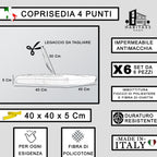 Set 6 Cuscini per Sedie da Cucina Idrorepellenti 40x40x5 cm – Double Face Made in Italy (Tortora)