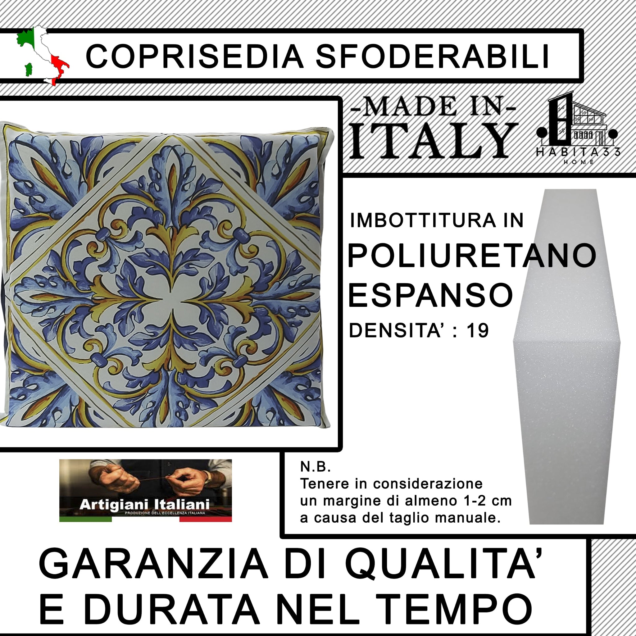 Set Cuscini per Sedie Quadrati Sfoderabili con Stampa Digitale Double Face (Giglio) – Made in Italy