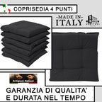 Set 6 Cuscini per Sedie da Cucina Idrorepellenti 40x40x5 cm – Double Face Made in Italy (Grigio)