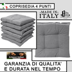 Set 6 Cuscini per Sedie da Cucina Idrorepellenti 40x40x5 cm – Double Face Made in Italy (Grigio Chiaro)