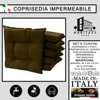 Set 6 Cuscini per Sedie da Cucina Idrorepellenti 40x40x5 cm – Double Face Made in Italy (Marrone)