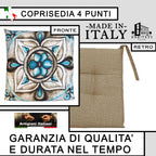 Set 6 Cuscini per Sedie da Cucina con Stampa Digitale 40x40x5 cm Made in Italy (Petalo Blu)